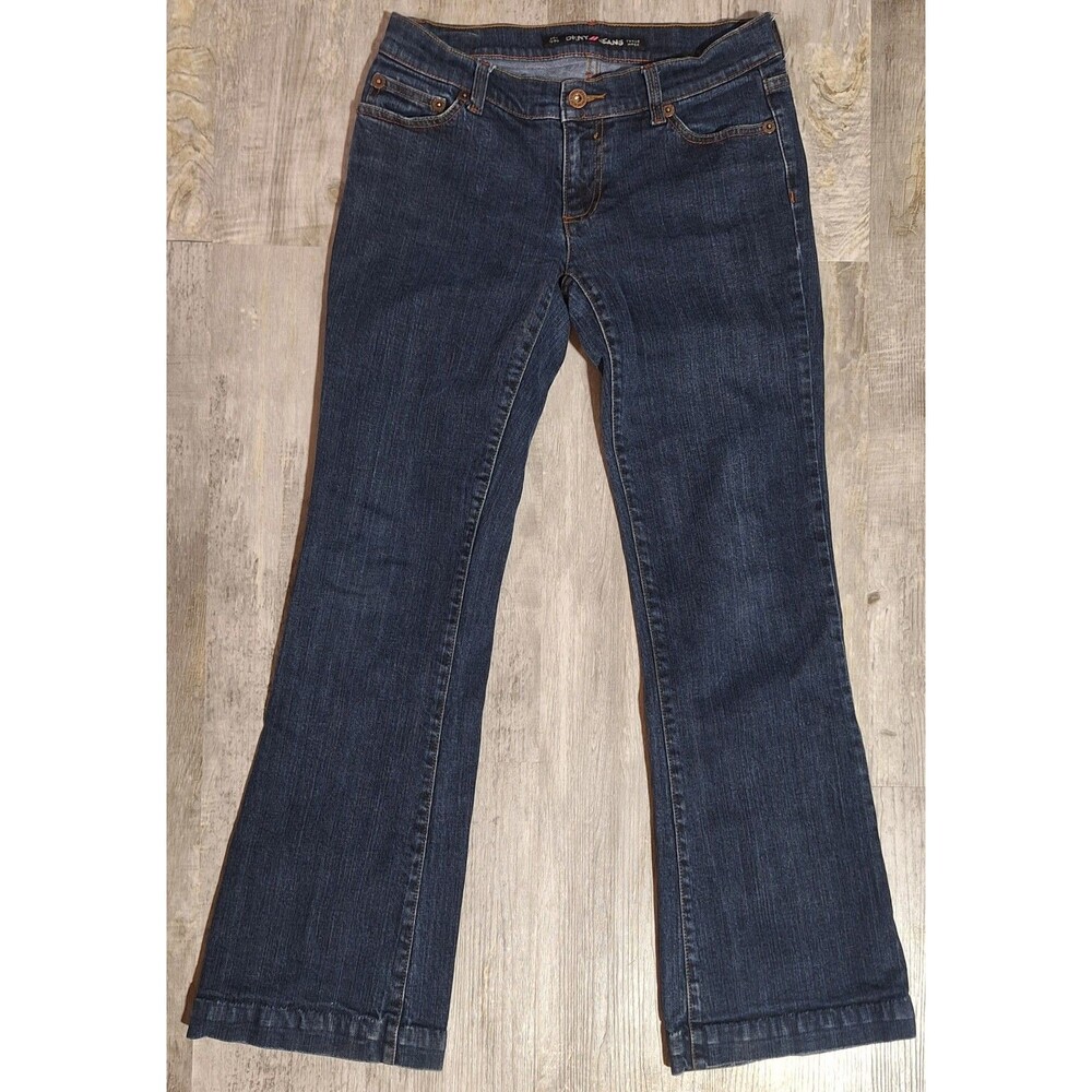 DKNY Jeans Womens Sz 3 Times Square Flare Dark Wash Blue Denim Stretch Wide Leg